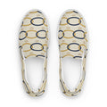Slip-on de mujer crudo con patrón de cadena oro y navy — vista superior
