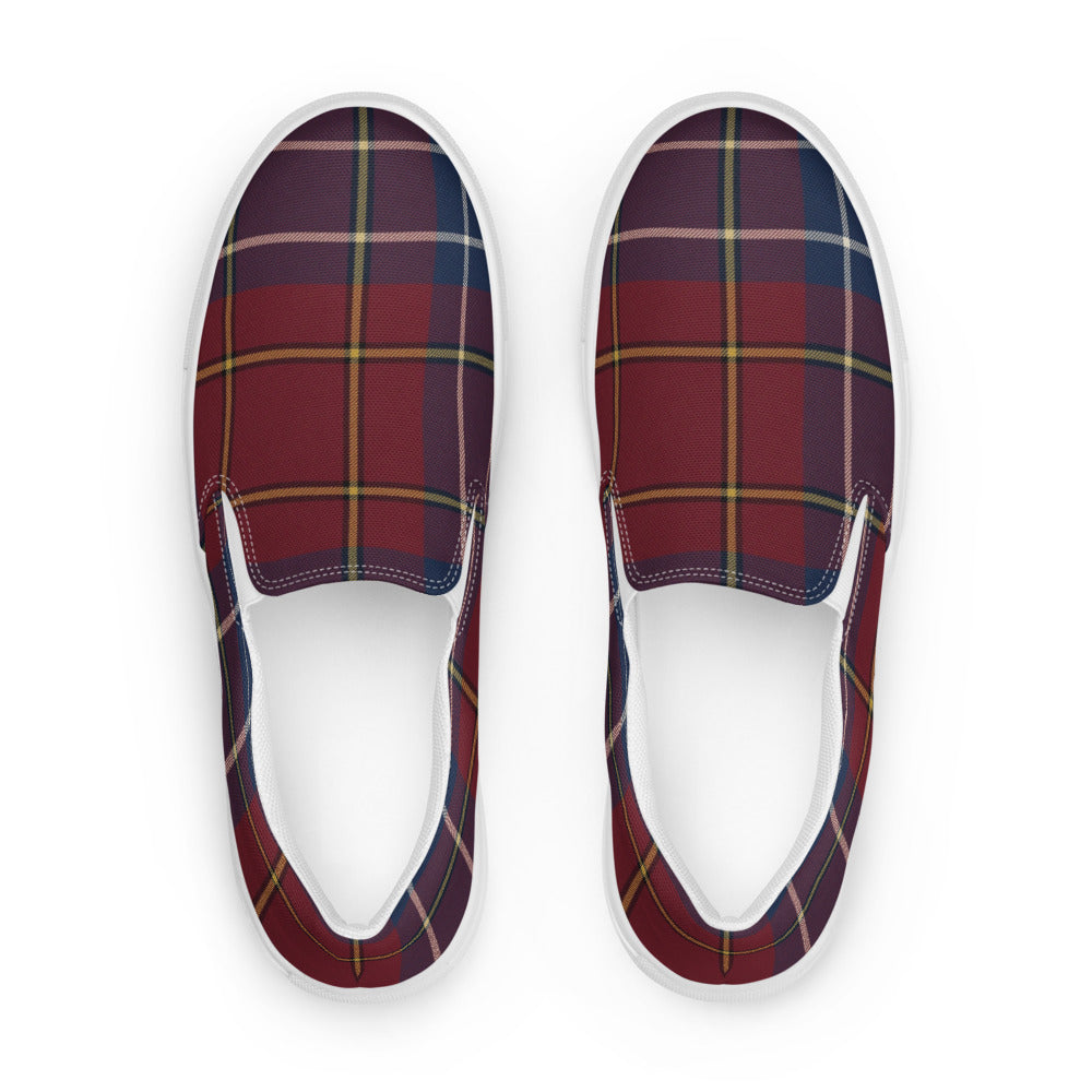 Slip-on de tartán burdeos para mujer — Tartán Real SRHOOD