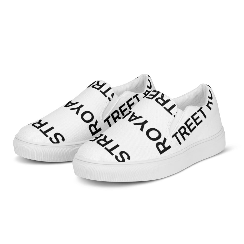 Street Royalty | Zapatillas Slip-On Mujer — Wordmark Blancas