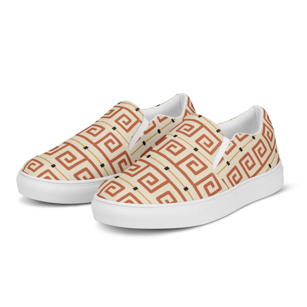 Slip-on crema con greca griega terracota Meandro