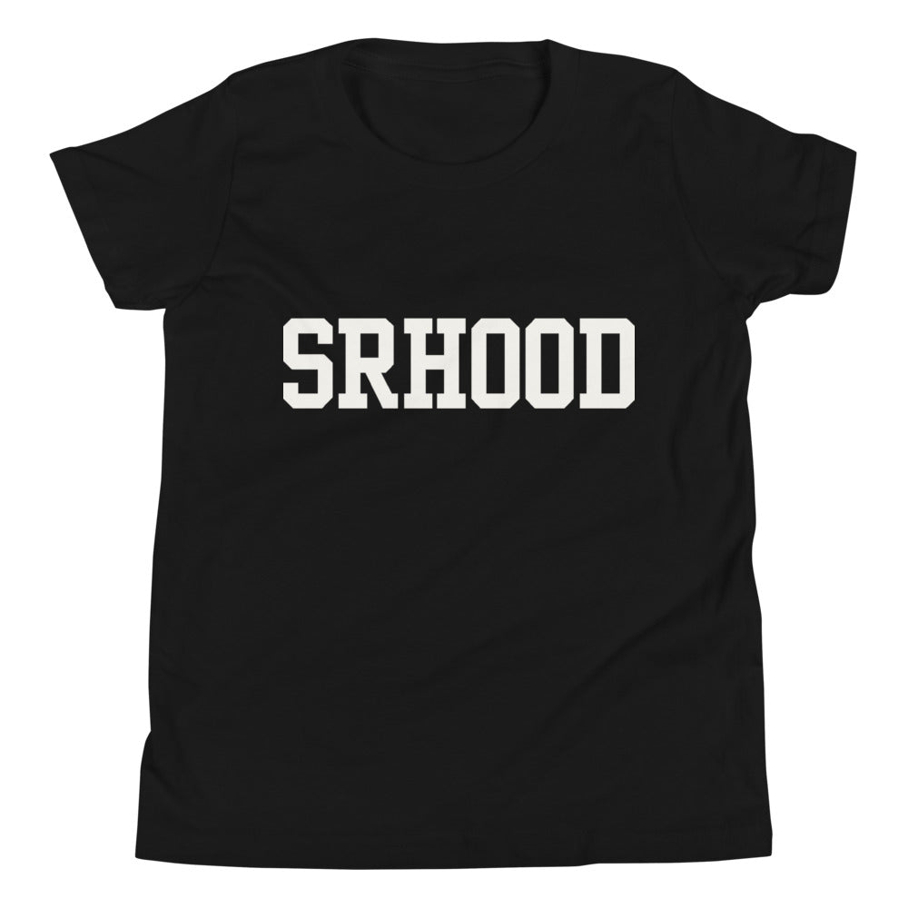 Camiseta Niños Wordmark SRHOOD color negro, vista plana
